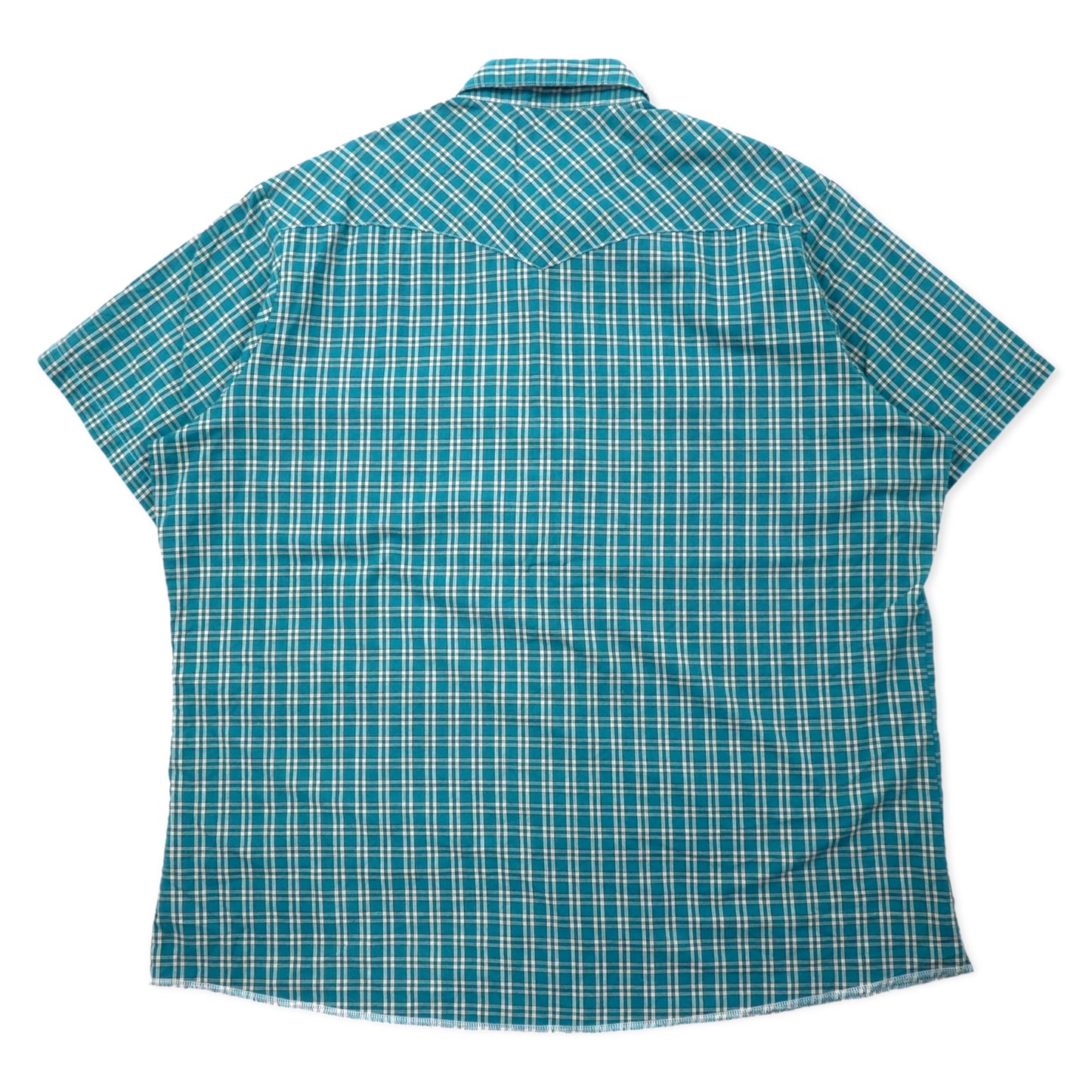 Wrangler 90年代 半袖 ウエスタンシャツ 3XT グリーン チェック コットン スナップボタン ビッグサイズ