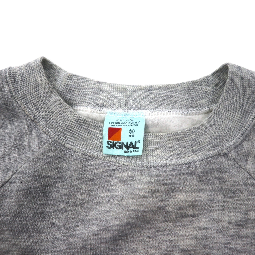 SIGNAL USA made 90s patch print sweatshirt, XL, grey, cotton, brushed lining