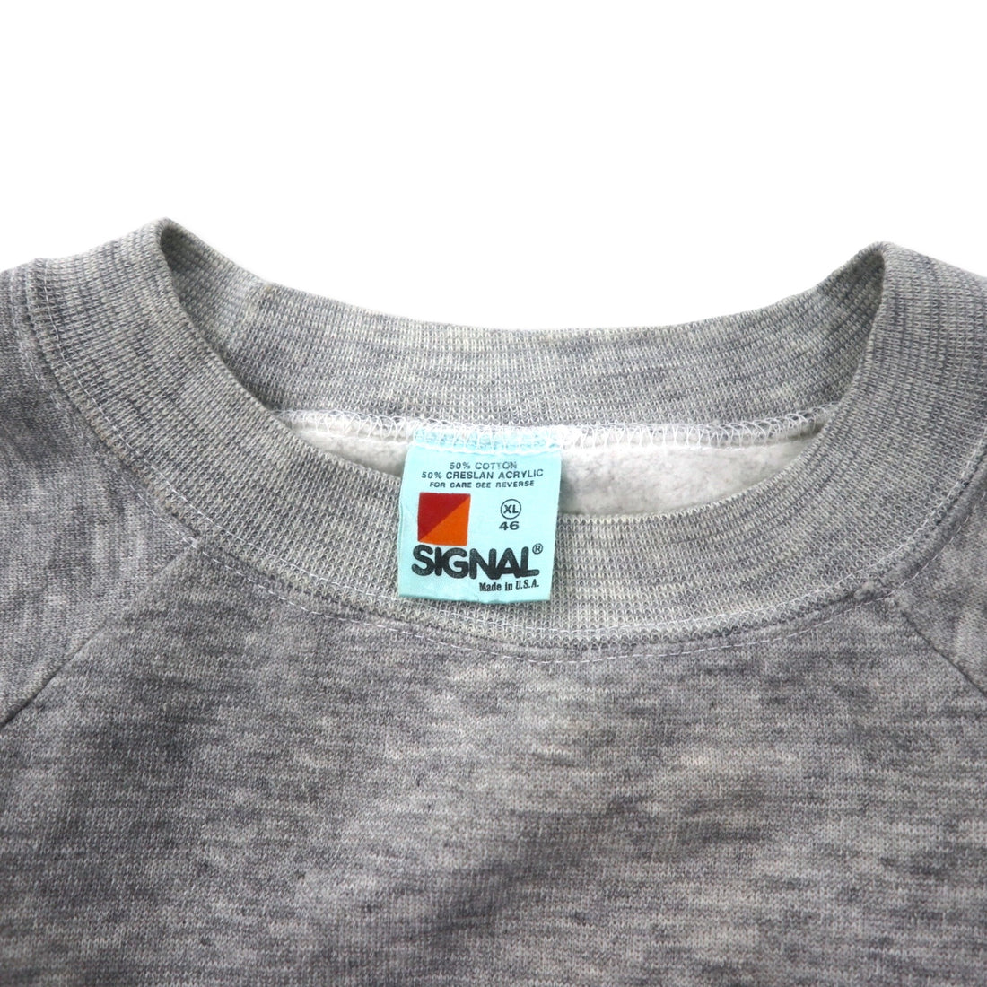 SIGNAL USA made 90s patch print sweatshirt, XL, grey, cotton, brushed lining