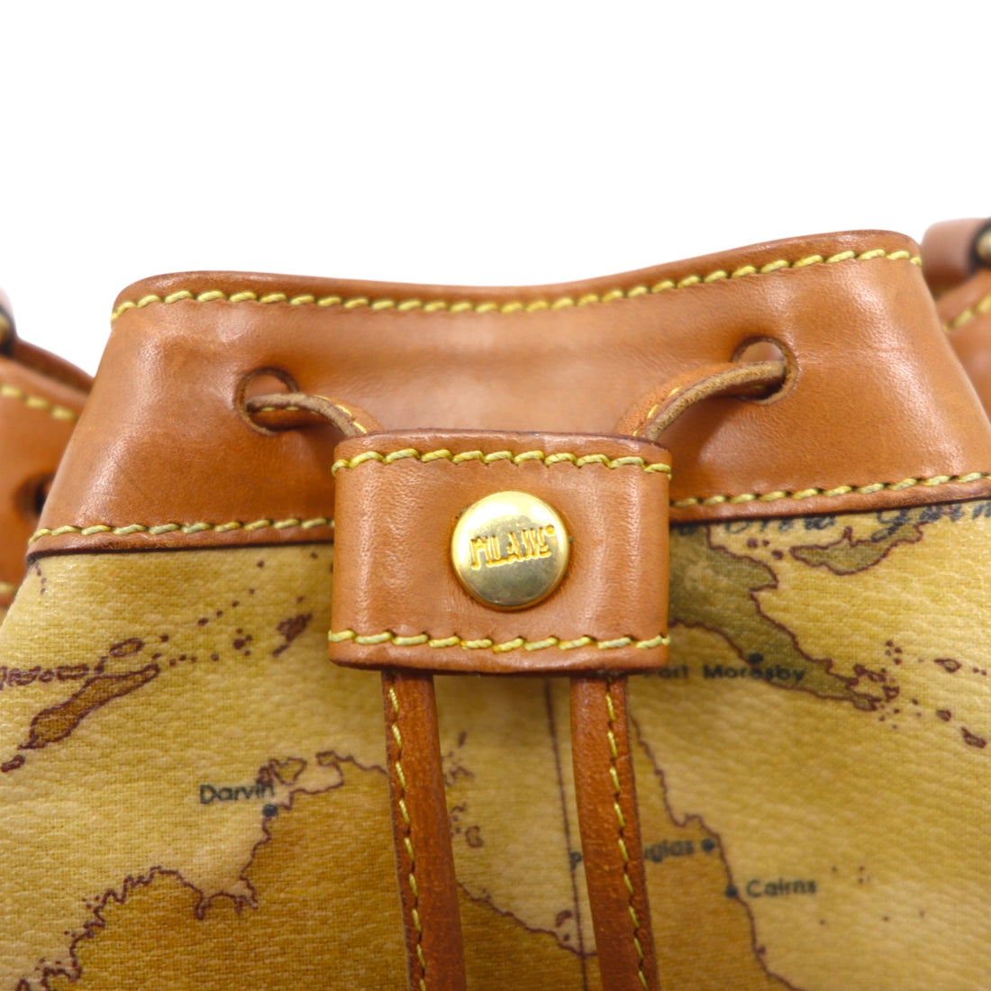 PRIMA CLASSE イタリア製 巾着 ショルダーバッグ ベージュ PVC レザー 世界地図