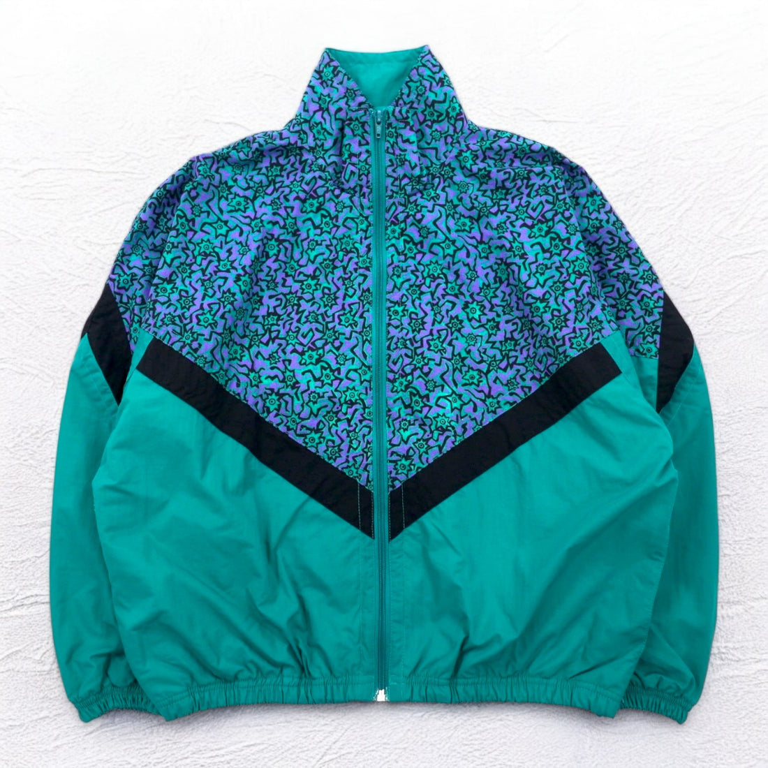 Vintage 90s IPFU Track Jacket トレーニングジャケット トラックジャケット M グリーン 総柄 ナイロン