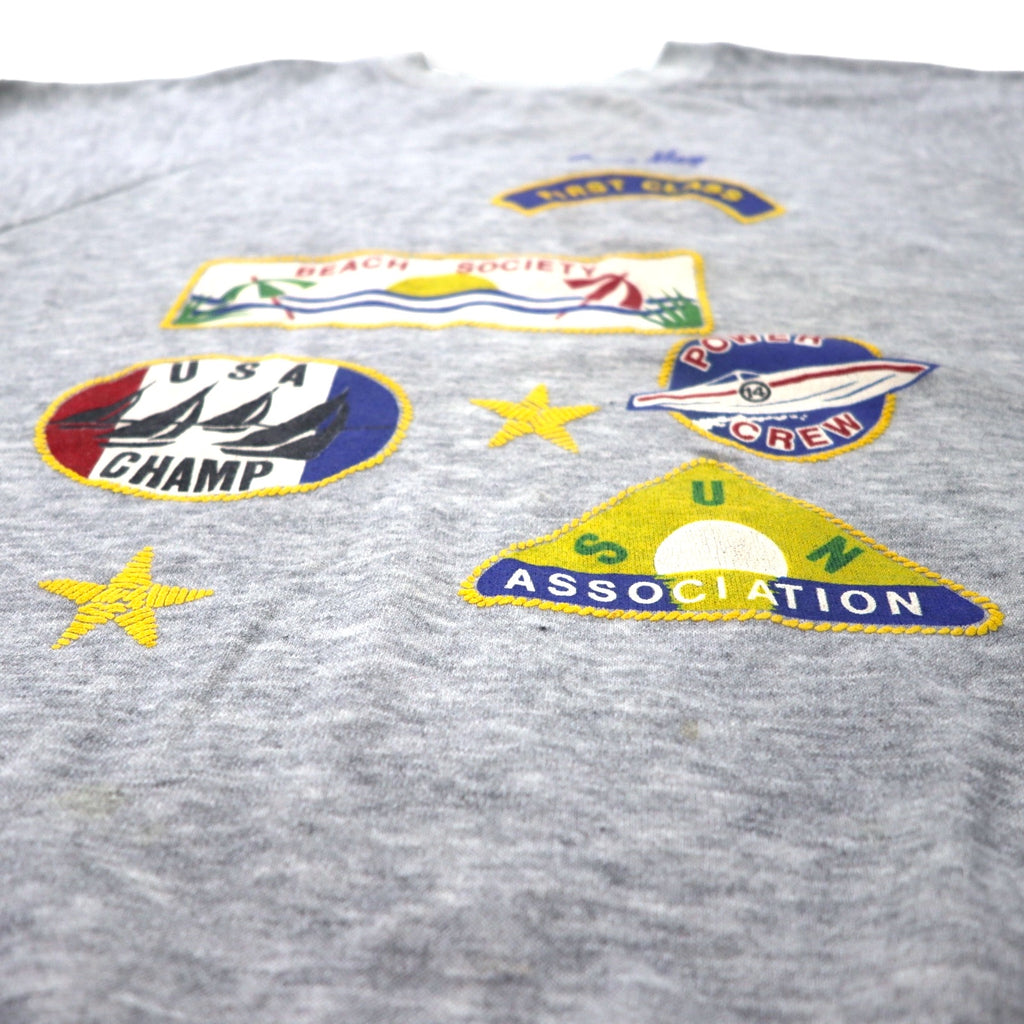 SIGNAL USA made 90s patch print sweatshirt, XL, grey, cotton, brushed lining