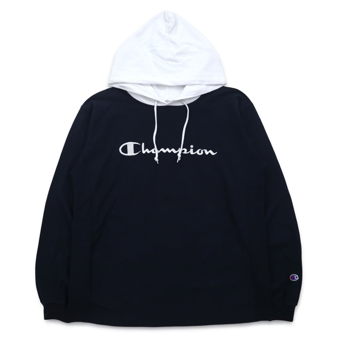 Champion Reverse Weave Long Sleeve Hooded Parka Shirt Long TM Navy C3-P408