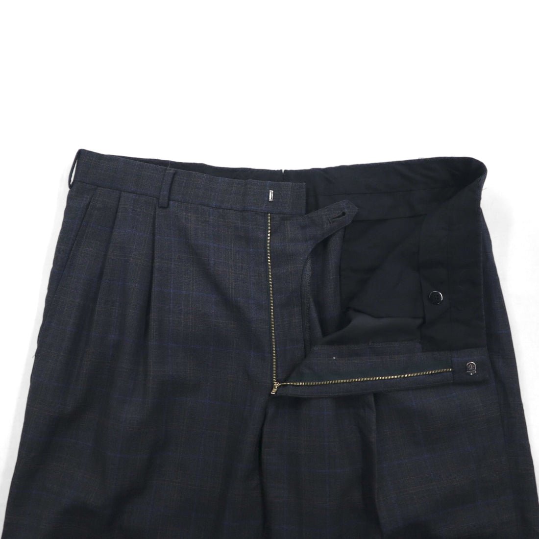 Brooks Brothers Golden Fleece ハンドテーラード 2タック ワイド スラックスパンツ L グレー チェック ウール