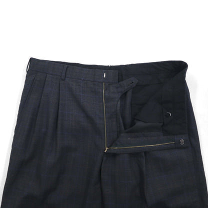 Brooks Brothers Golden Fleece ハンドテーラード 2タック ワイド スラックスパンツ L グレー チェック ウール