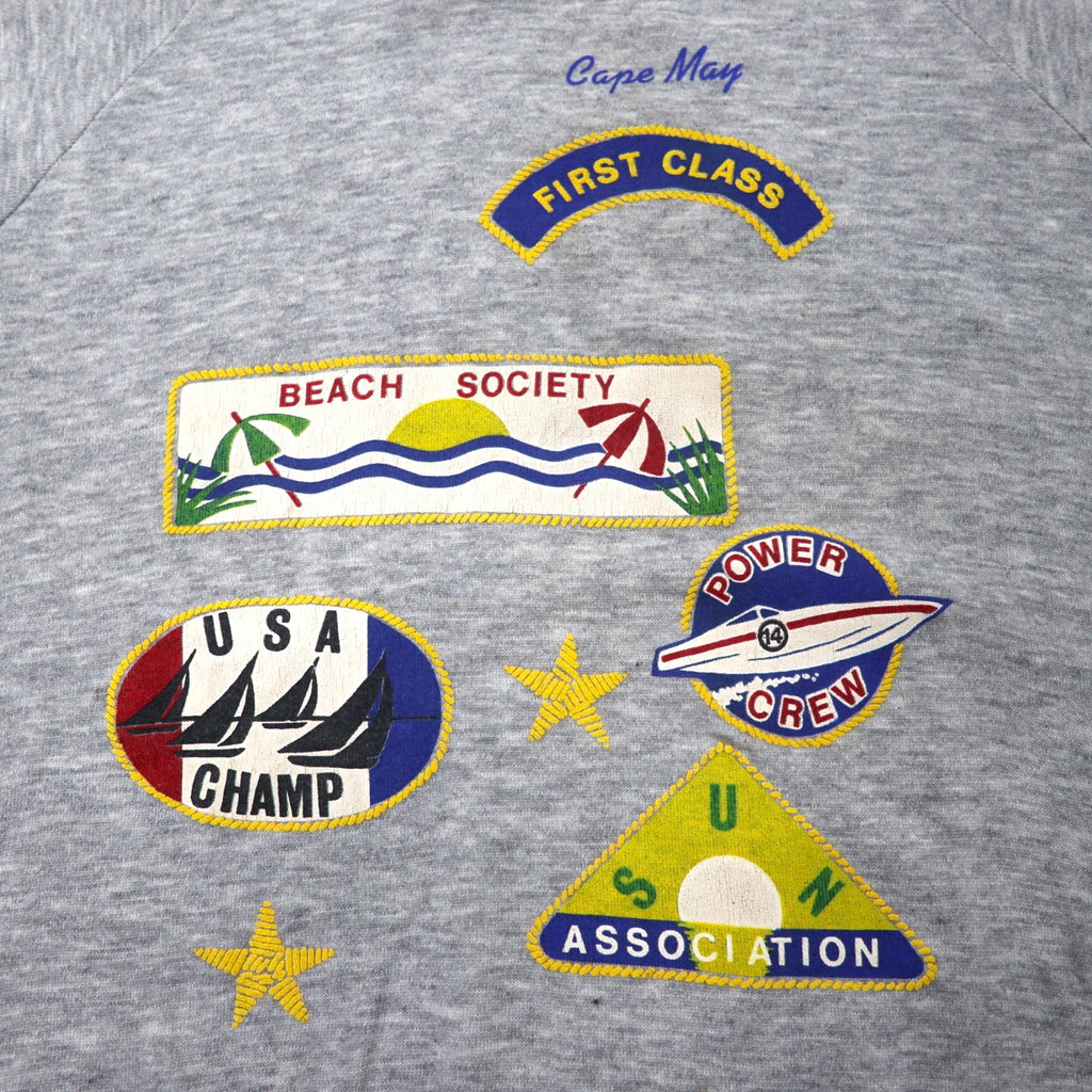 SIGNAL USA made 90s patch print sweatshirt, XL, grey, cotton, brushed lining
