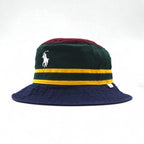 Polo Ralph Lauren バケットハット ネイビー コットン カラーブロック スモールポニー刺繡