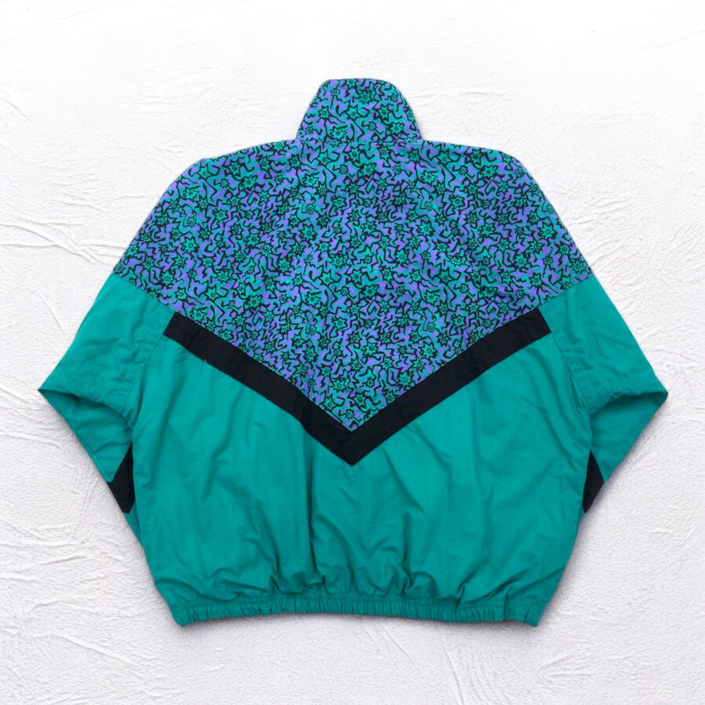 Vintage 90s IPFU Track Jacket トレーニングジャケット トラックジャケット M グリーン 総柄 ナイロン