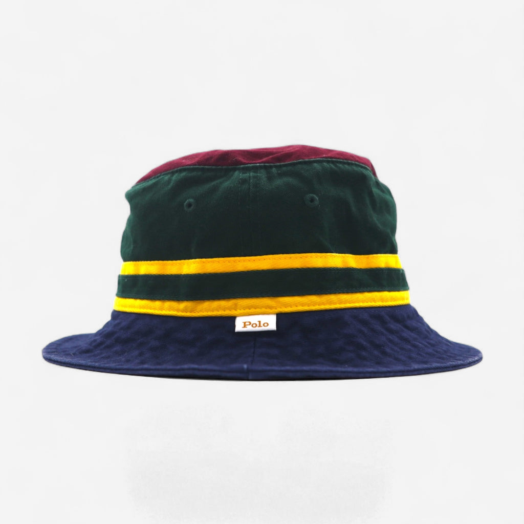 Polo Ralph Lauren バケットハット ネイビー コットン カラーブロック スモールポニー刺繡