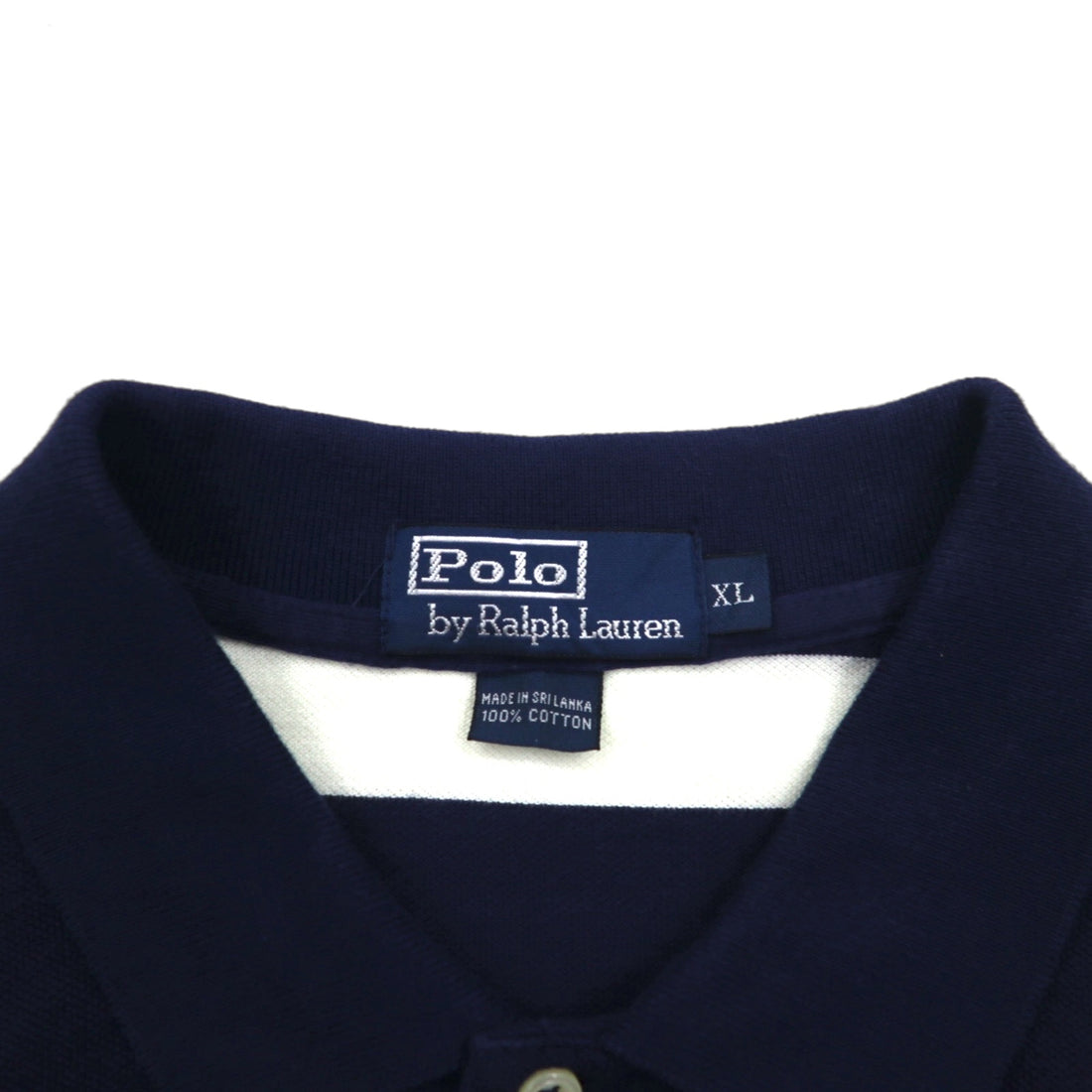 Polo by Ralph Lauren 90s Striped Polo Shirt, XL, Navy, Cotton, Pique, Embroidered Emblem Logo