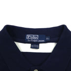 Polo by Ralph Lauren 90s Striped Polo Shirt, XL, Navy, Cotton, Pique, Embroidered Emblem Logo