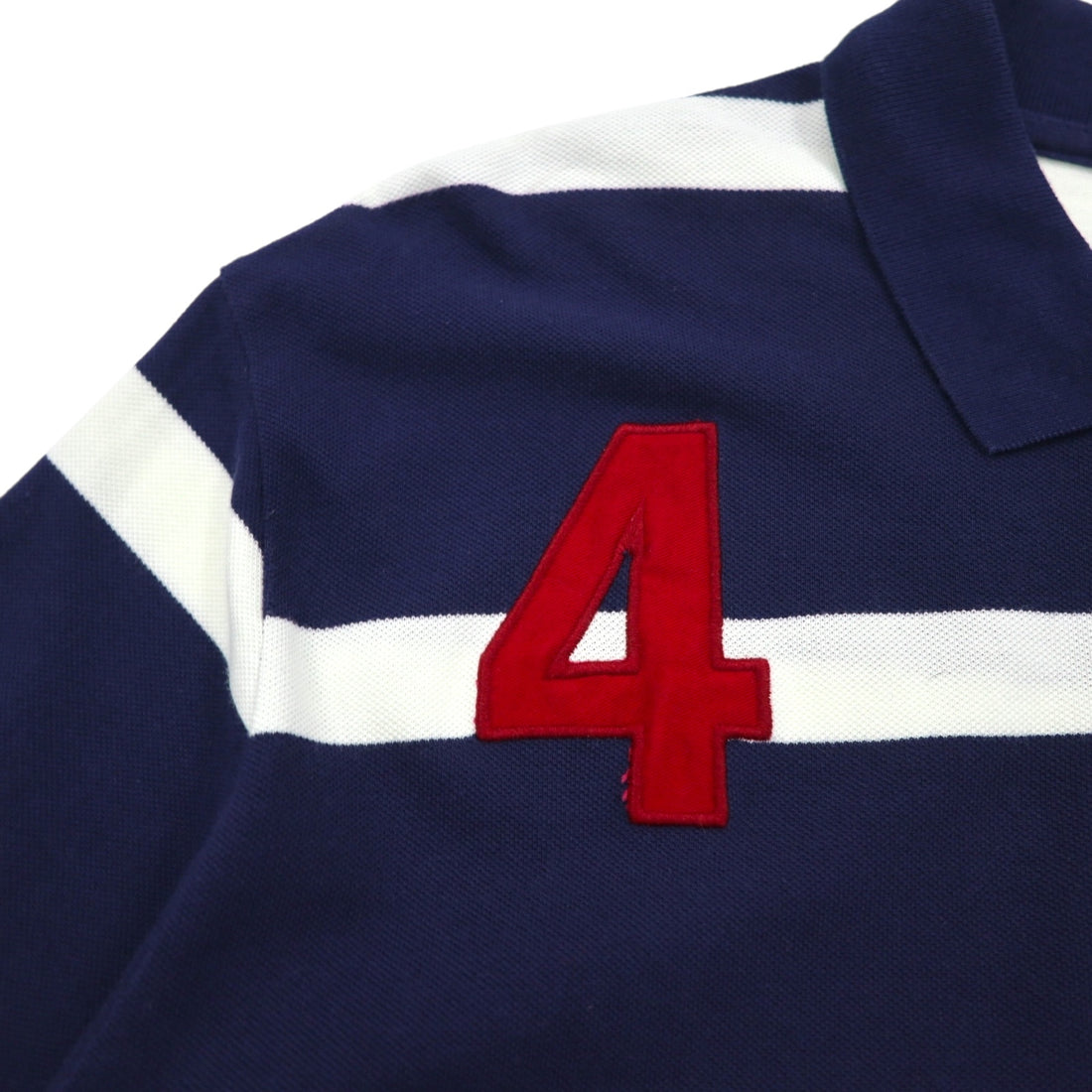 Polo by Ralph Lauren 90s Striped Polo Shirt, XL, Navy, Cotton, Pique, Embroidered Emblem Logo