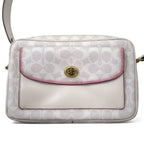 COACH Signature Camera Bag Shoulder Bag White PVC Leather B2032-640