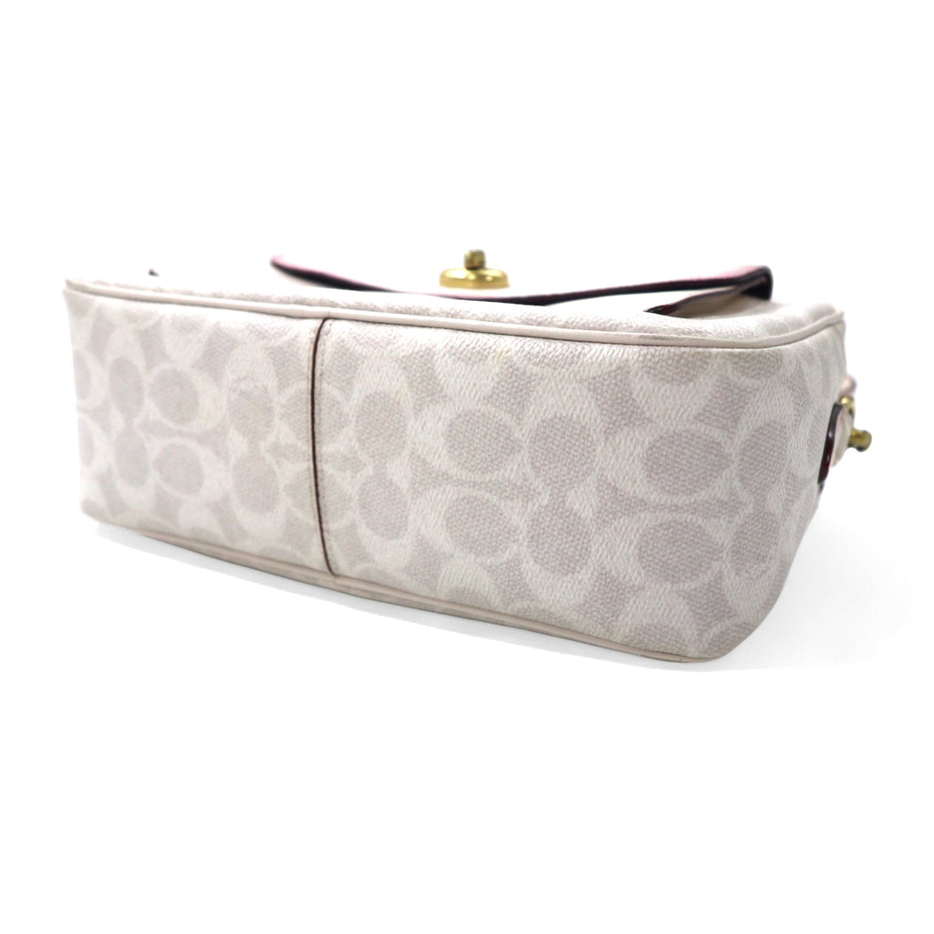 COACH Signature Camera Bag Shoulder Bag White PVC Leather B2032-640