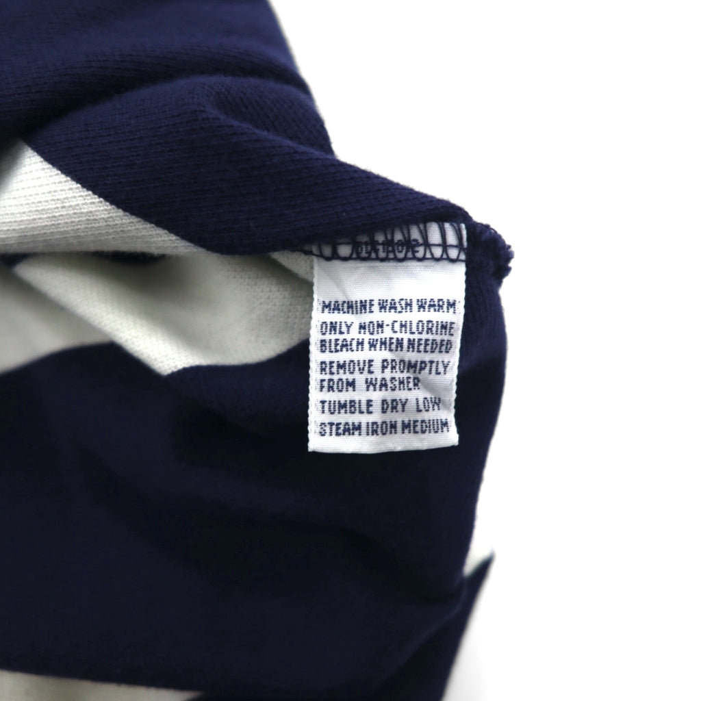 Polo by Ralph Lauren 90s Striped Polo Shirt, XL, Navy, Cotton, Pique, Embroidered Emblem Logo