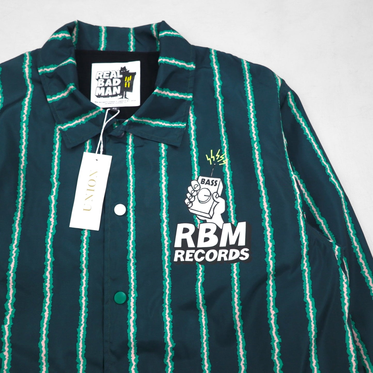 REAL BAD MAN コーチジャケット XL ストライプ RBM RECORDS 未使用品 UNION TOKYO 取扱い