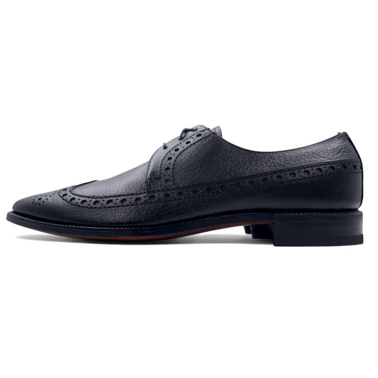 日本然リトテ-古着オンライン-The Saxon by FLORSHEIM 60年代 ウイングチップ ドレスシューズ 27.5cm ブラック レザー シボ革 デッドストック 未使用品-The Saxon by FLORSHEIM 60's Wingtip Dress Shoes US9.5 Black Leather Grain Leather Unused Unused