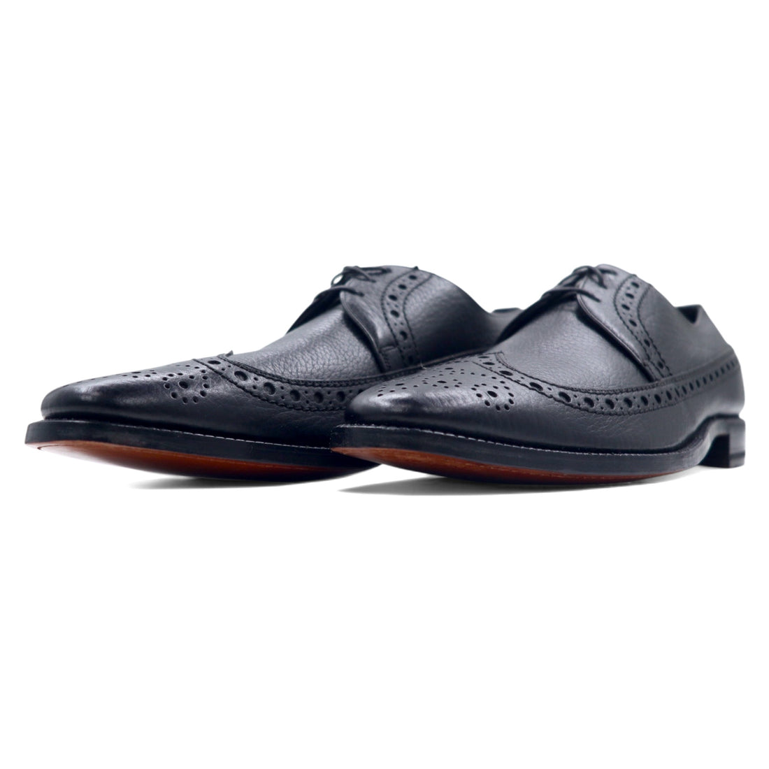 The Saxon by FLORSHEIM 60s Wingtip Dress Shoes 27.5cm Black Leather Grained Leather Deadstock Unused