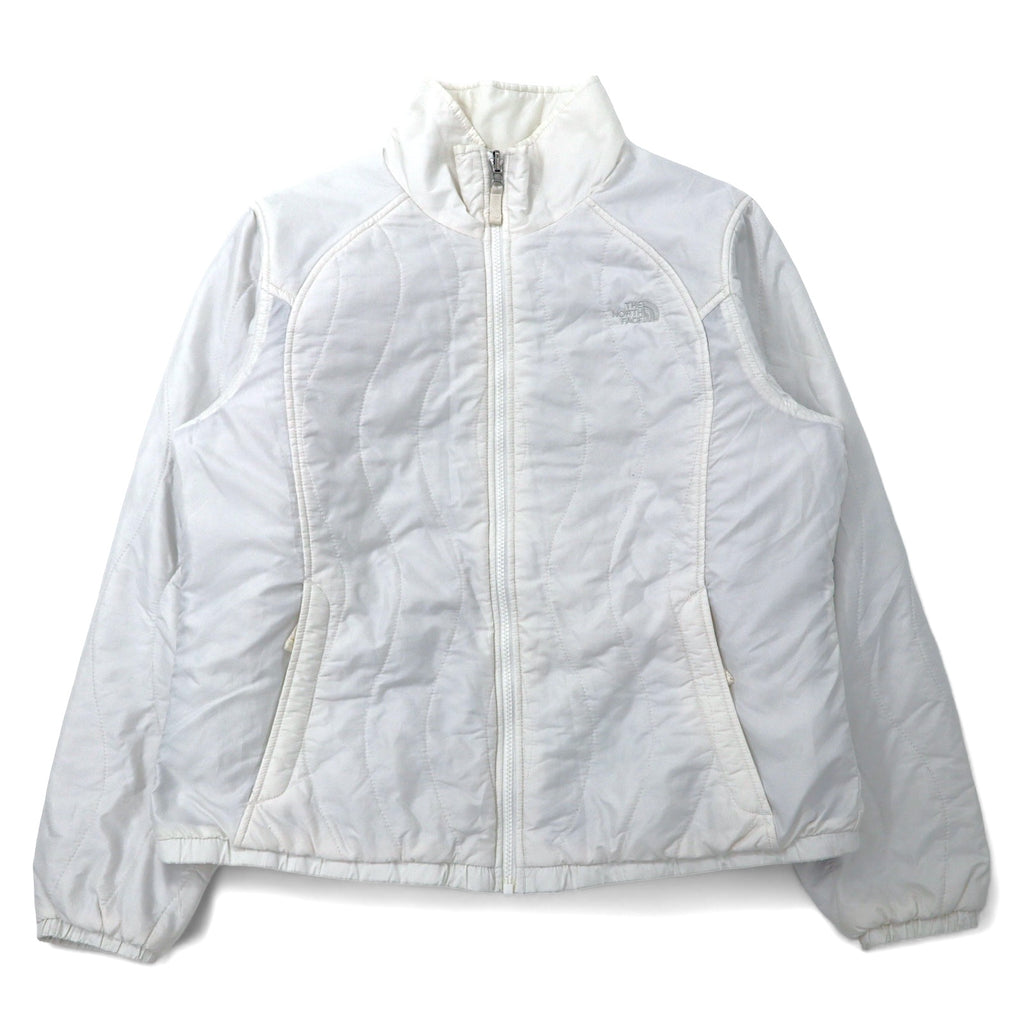 日本然リトテ-古着オンライン-THE NORTH FACE インサレーション キルティングジャケット XL ホワイト ナイロン 中綿 ワンポイントロゴ 刺繍-THE NORTH FACE Puffer Quilted Jacket XL White Nylon Filling One Point Logo Embroidery