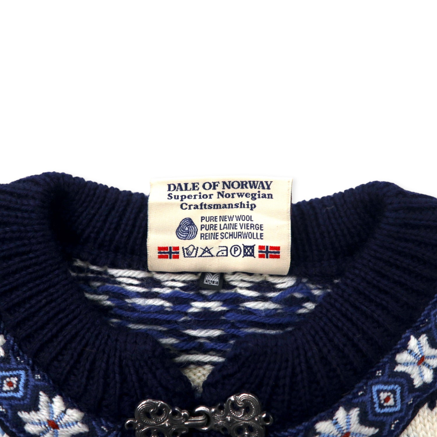 DALE OF NORWAY Norway MADE Tyrolean Knit Cardigan XL Navy Wool 