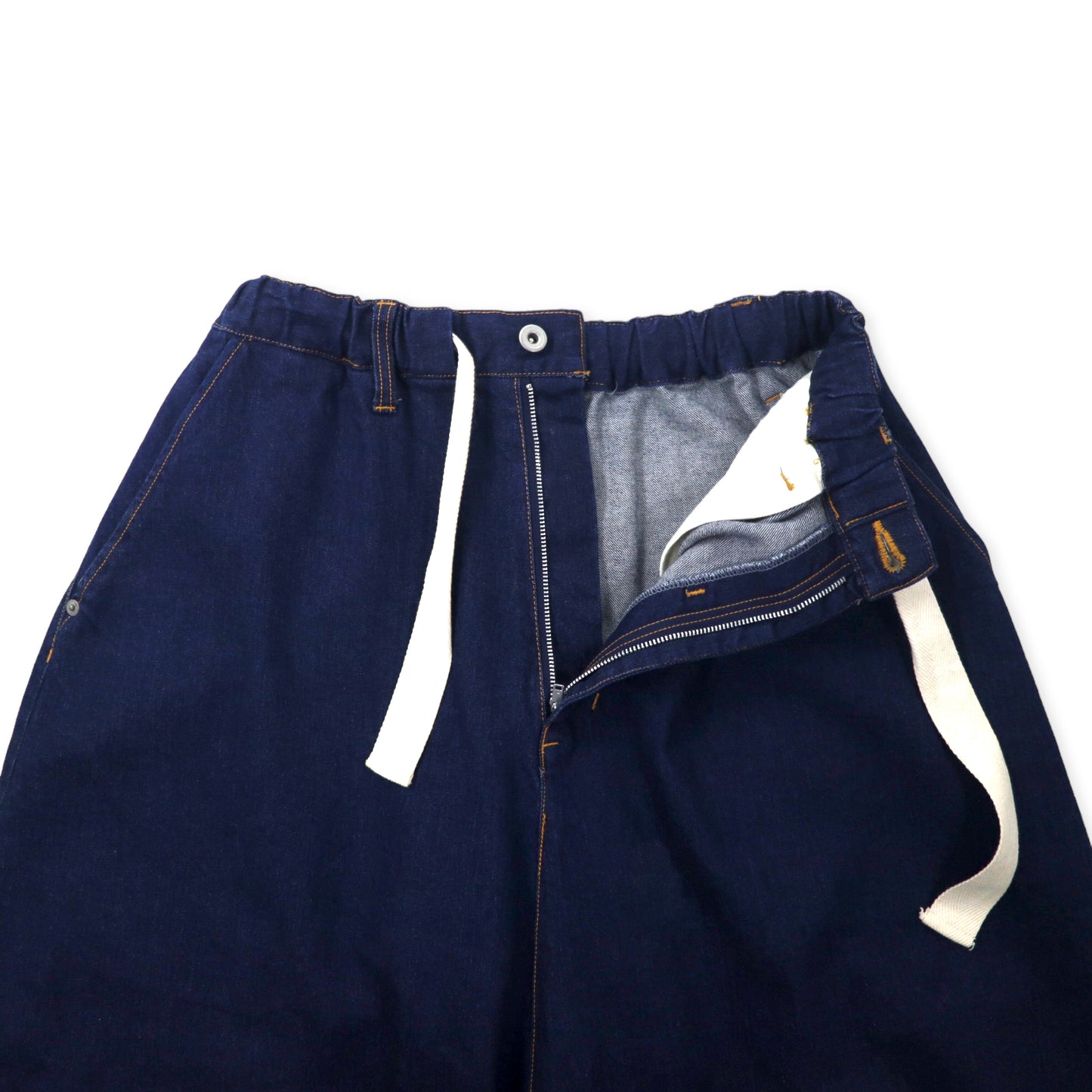 WHOWHAT Hakama PANTS Easy Denim Pants S Blue Cotton Wide Buggy 