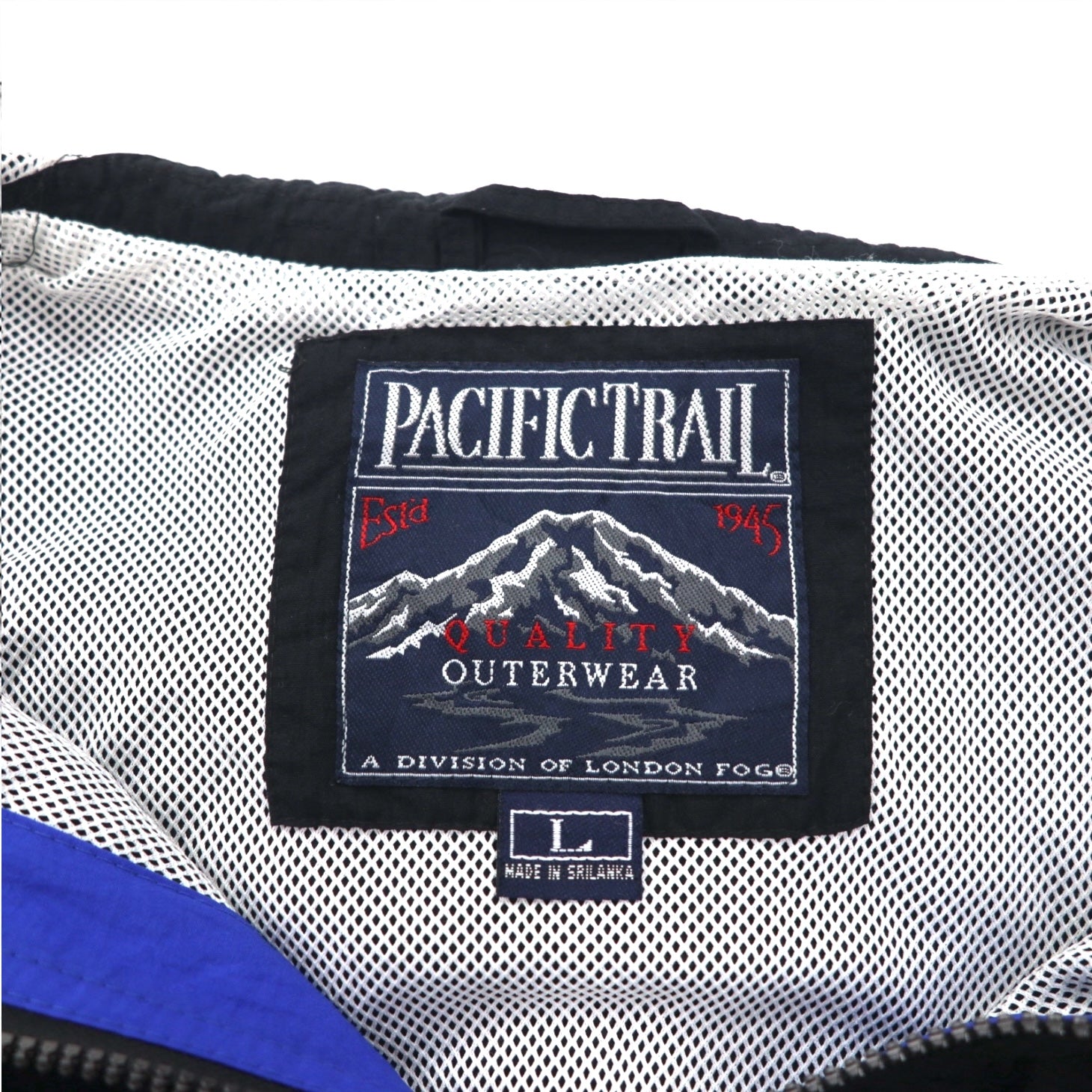 PACIFIC TRAIL (LONDON FOG) 90s Shell Parka L Black Nylon Drawcord Made in Sri Lanka