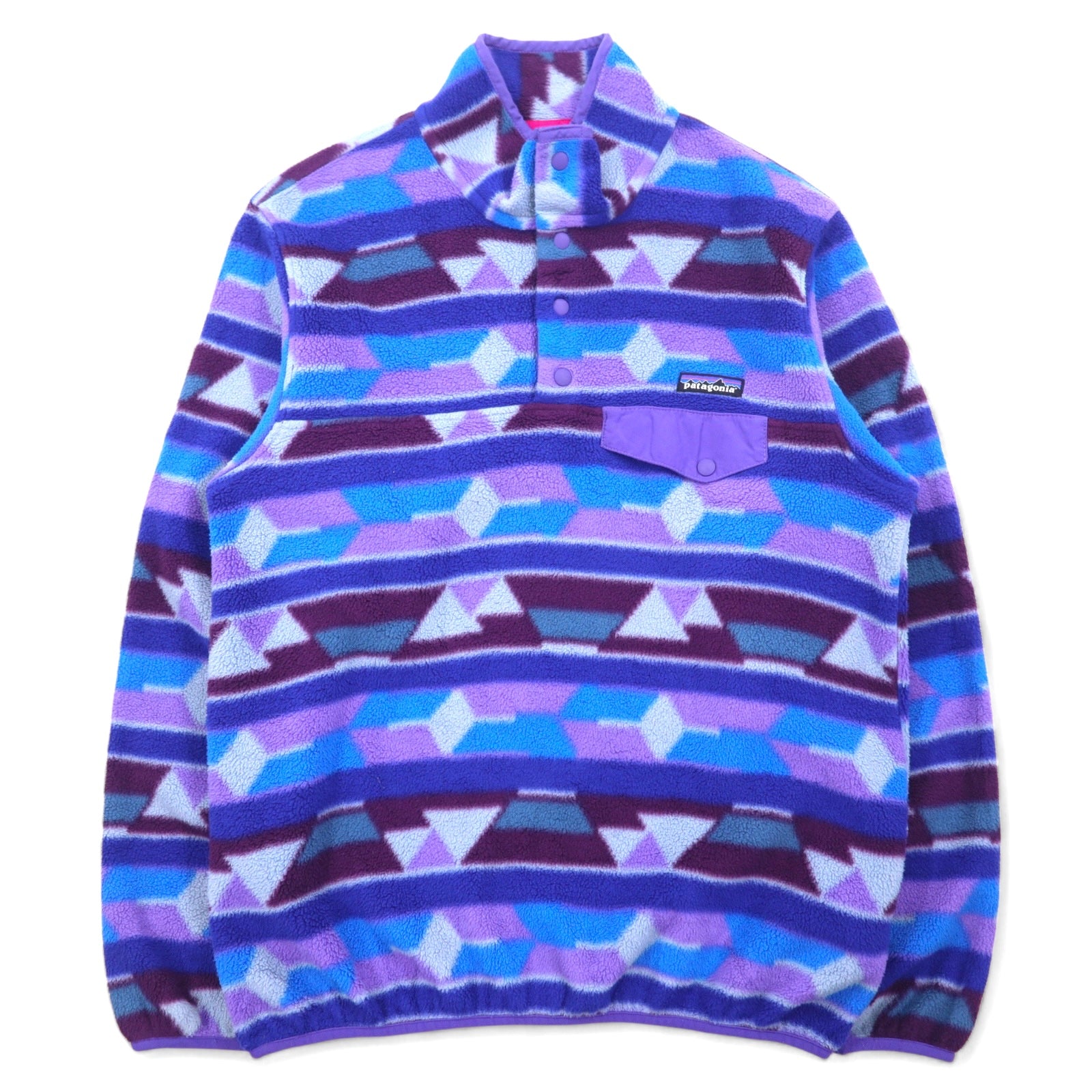 日本然リトテ-古着オンライン-patagonia SYNCHILLA シンチラ スナップT フリースジャケット M パープル ポリエステル 総柄 25455FA15-patagonia SYNCHILLA Snap T fleece jacket M purple polyester patterned 25455FA15