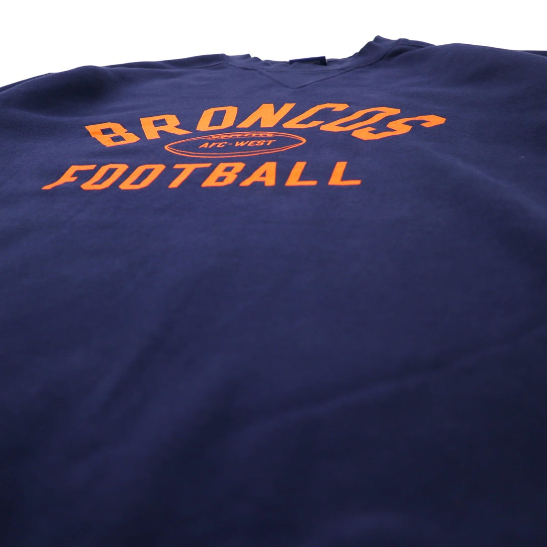 Reebok 00s NFL Print Sweatshirt XL Navy Cotton Fleece Lined Front V BRONCOS FOOTBALL Big Size