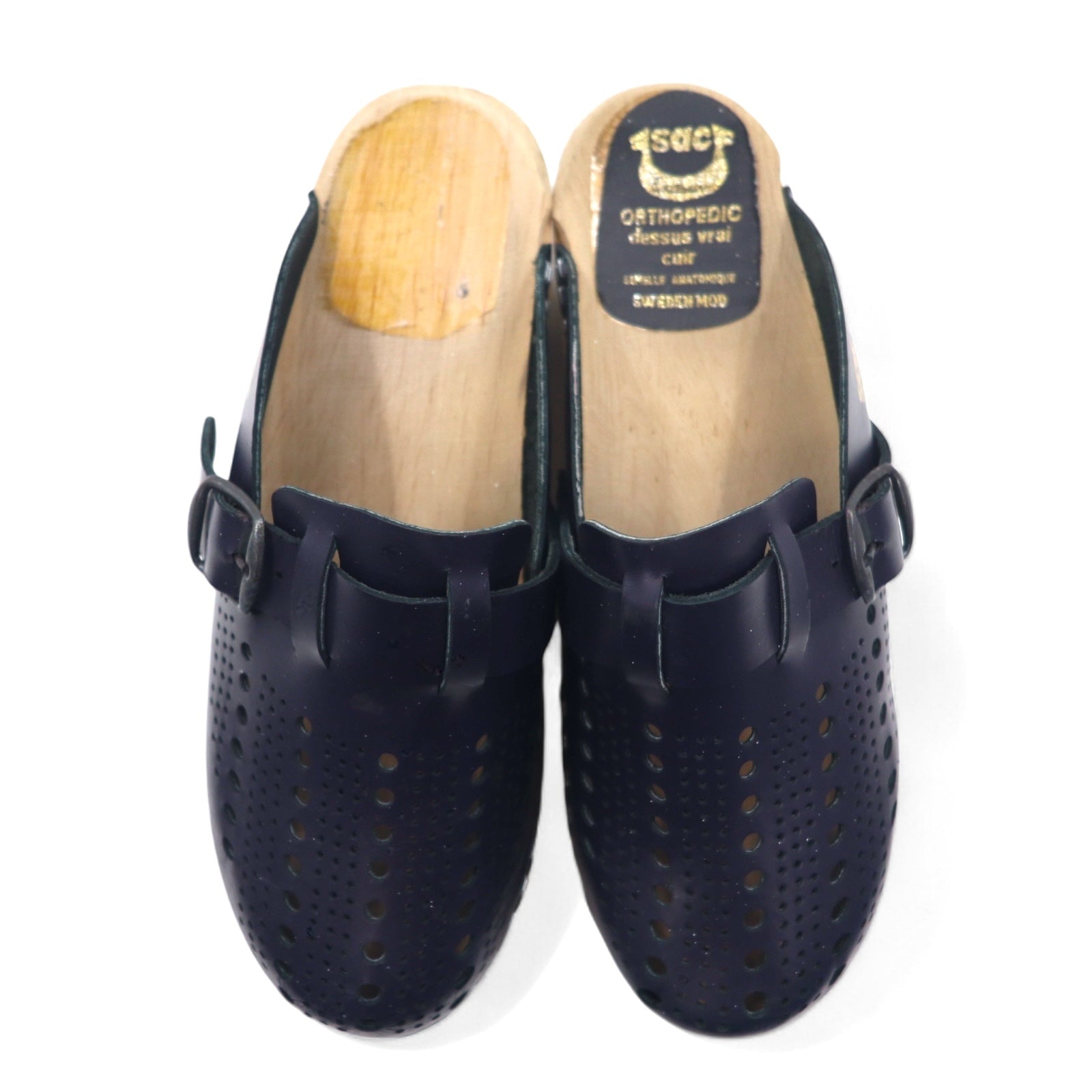 Sac exclusive sabot Swedish clog sandals 23cm navy leather