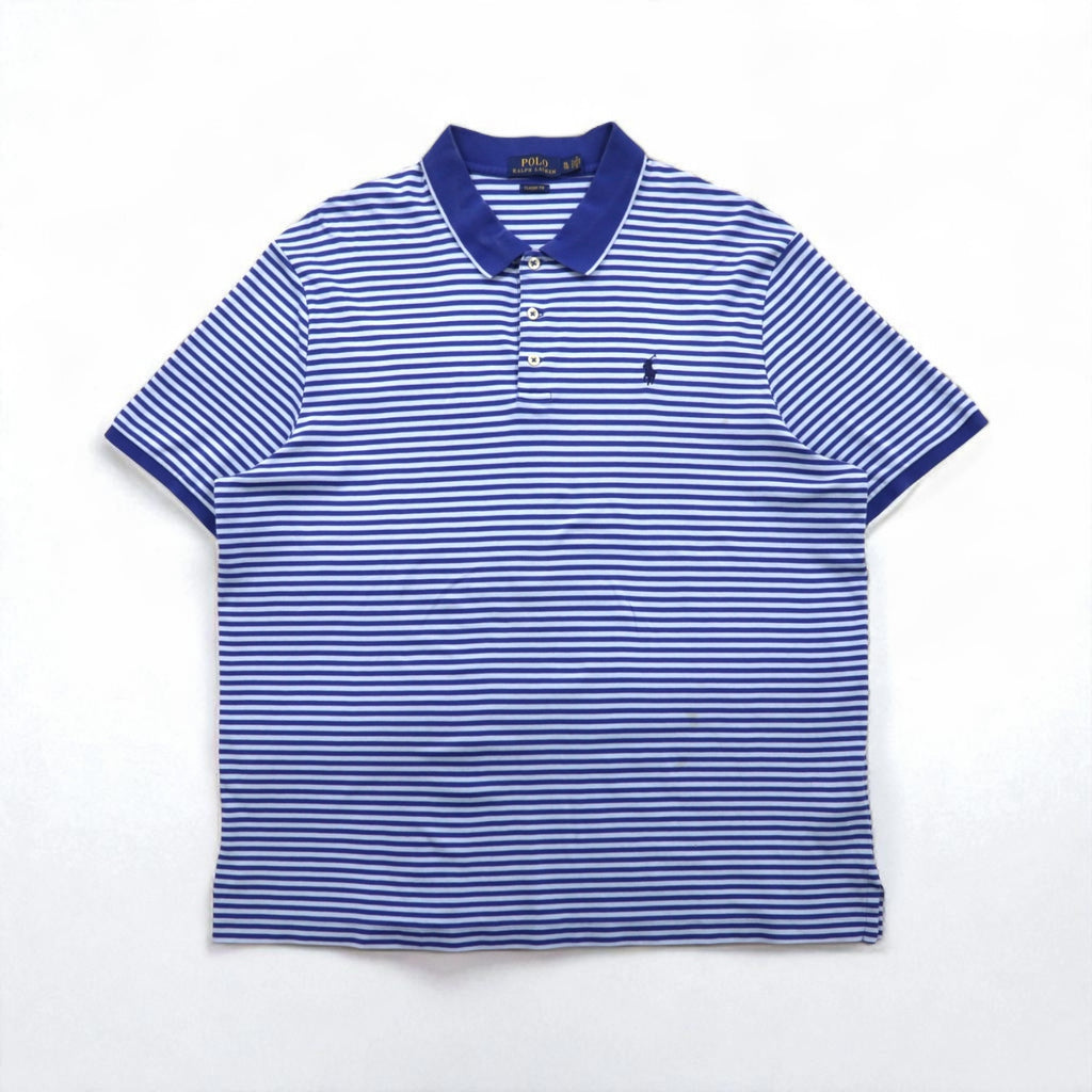 POLO RALPH LAUREN Classic Fit Striped Polo Shirt XL Blue Cotton Small Pony Embroidery
