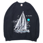 日本然リトテ-古着オンライン-FRUIT OF THE LOOM USA製 90年代 プリント スウェット XL ブラック コットン 裏起毛 St. Maarten-FRUIT OF THE LOOM USA Made 90's Print Sweatshirt XL Black Cotton brushed lining St. Maarten