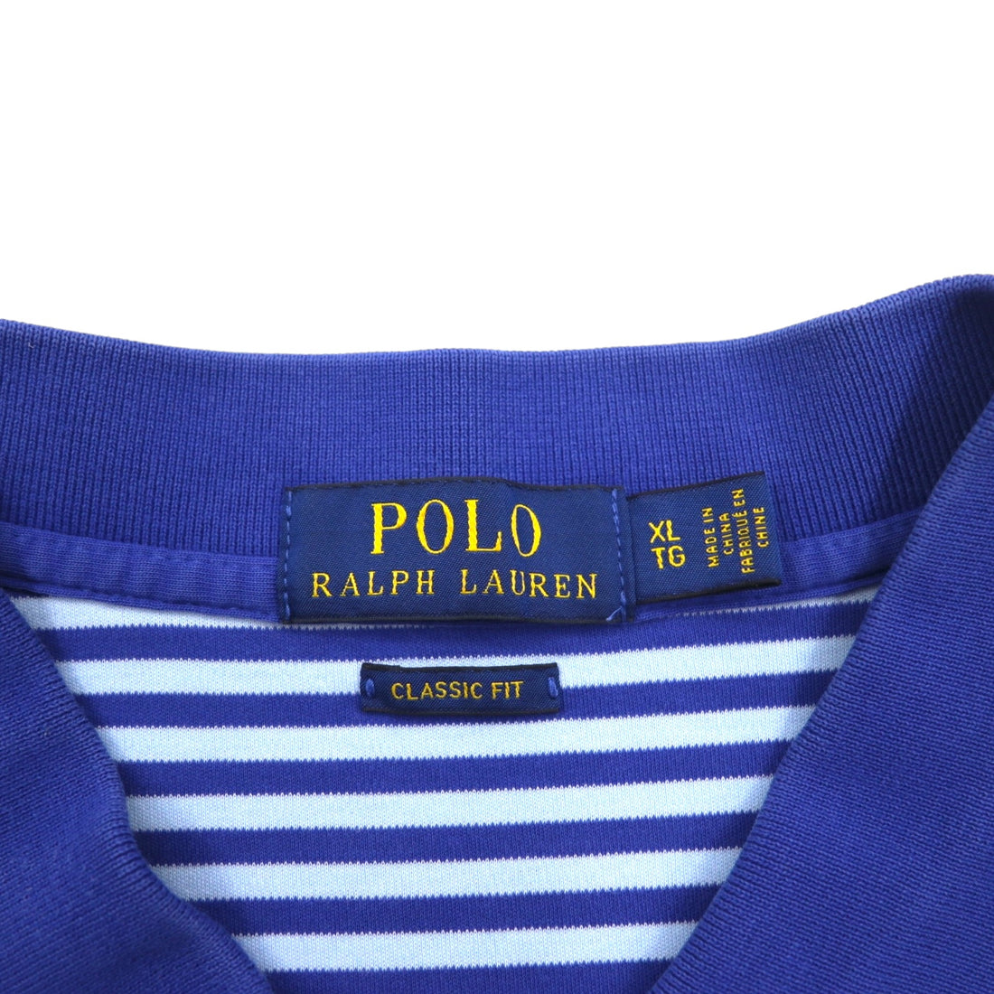 POLO RALPH LAUREN Classic Fit Striped Polo Shirt XL Blue Cotton Small Pony Embroidery