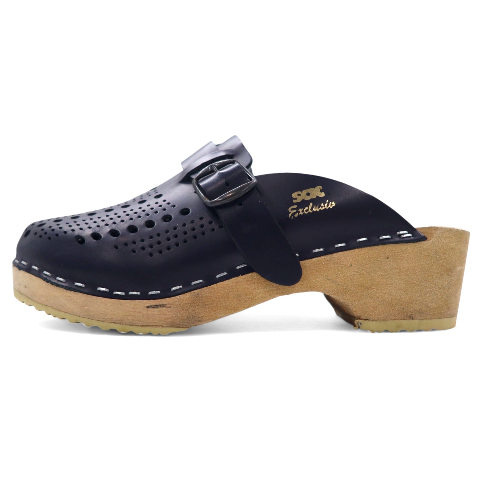 日本然リトテ-古着オンライン-Sac exclusiv sabot スウェーデン製 サボ サンダル 23cm ネイビー レザー-Sac exclusiv sabot Sweden Made Sabot Sandals US6 Navy Leather