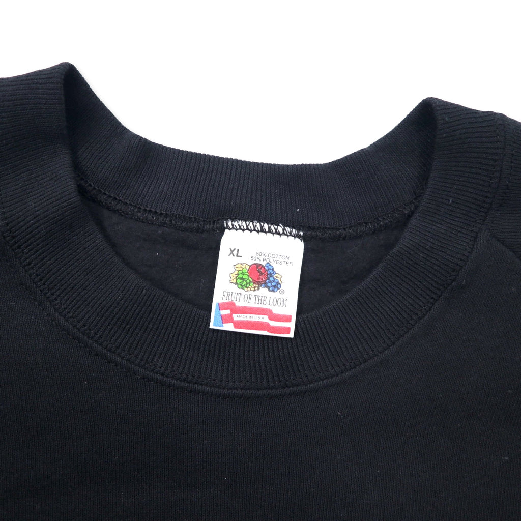 FRUIT OF THE LOOM USA made 90s printed sweatshirt XL black cotton fleece lining St. Maarten