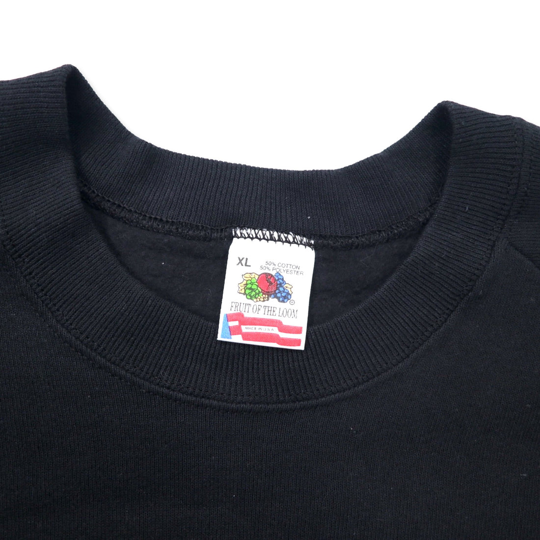 FRUIT OF THE LOOM USA made 90s printed sweatshirt XL black cotton fleece lining St. Maarten