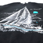 FRUIT OF THE LOOM USA made 90s printed sweatshirt XL black cotton fleece lining St. Maarten