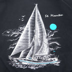 FRUIT OF THE LOOM USA made 90s printed sweatshirt XL black cotton fleece lining St. Maarten