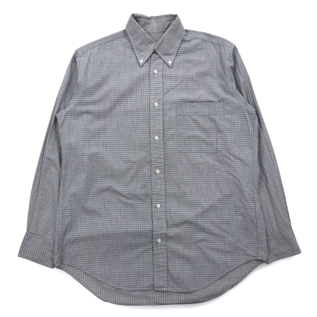 LANVIN CLASSIQUE 90s Button-down Shirt, S, Grey, Cotton, Windowpane Check
