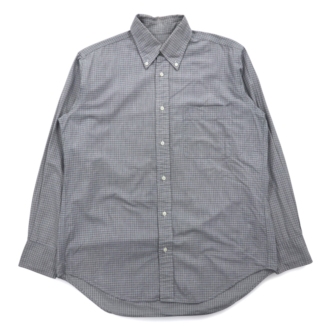 LANVIN CLASSIQUE 90s Button-down Shirt, S, Grey, Cotton, Windowpane Check