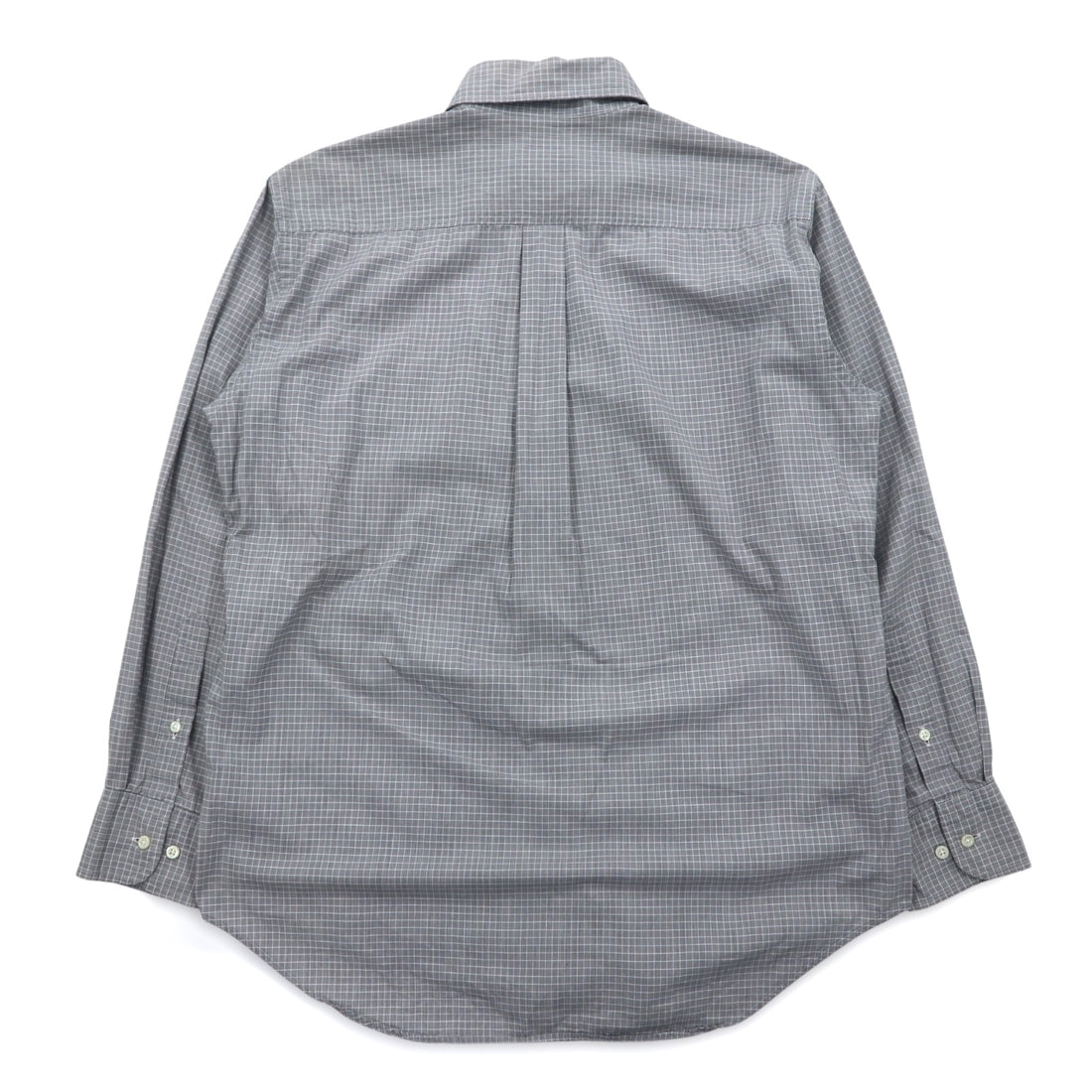 LANVIN CLASSIQUE 90s Button-down Shirt, S, Grey, Cotton, Windowpane Check