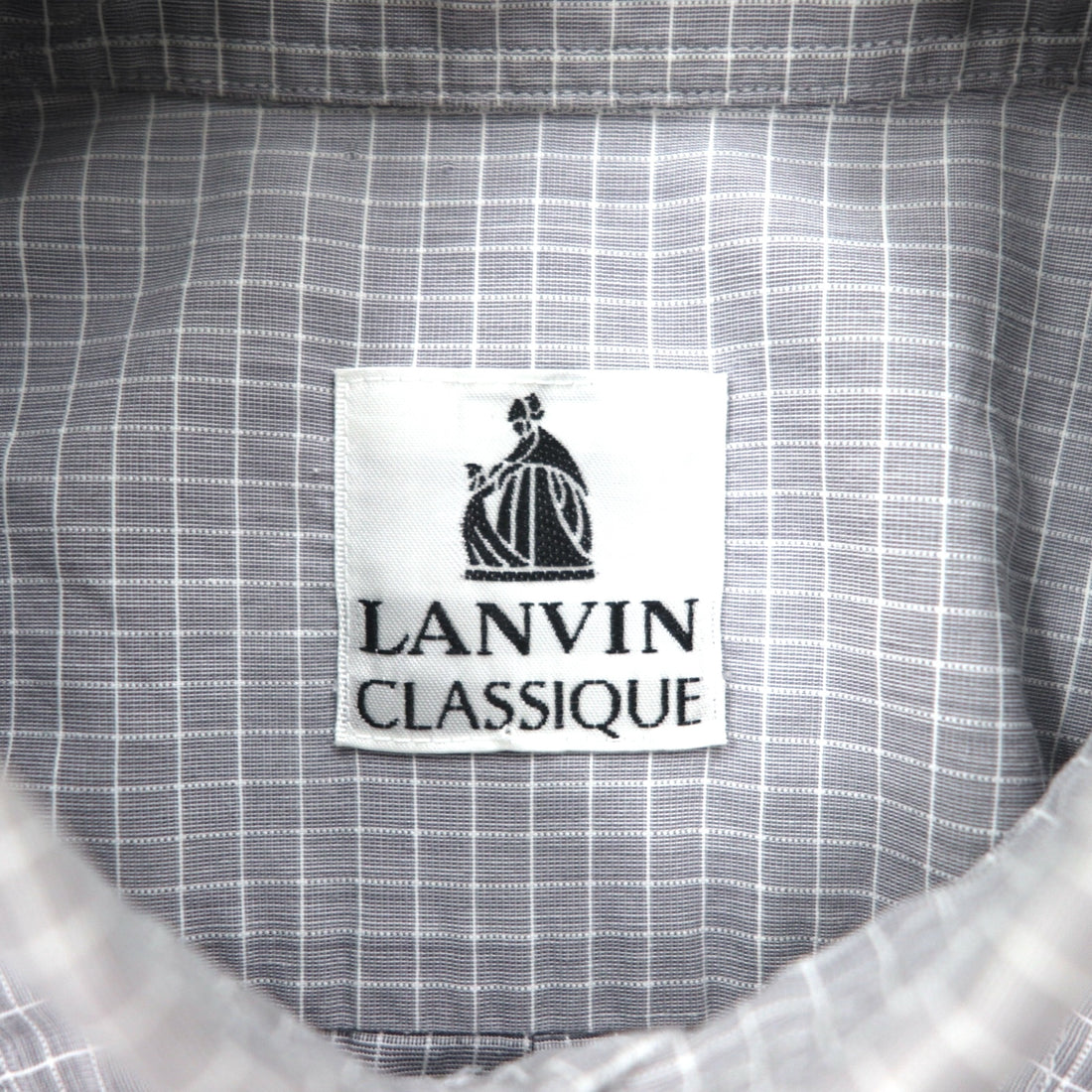 LANVIN CLASSIQUE 90s Button-down Shirt, S, Grey, Cotton, Windowpane Check