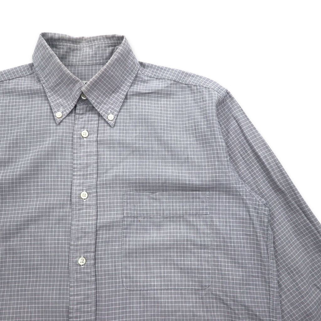 LANVIN CLASSIQUE 90s Button-down Shirt, S, Grey, Cotton, Windowpane Check