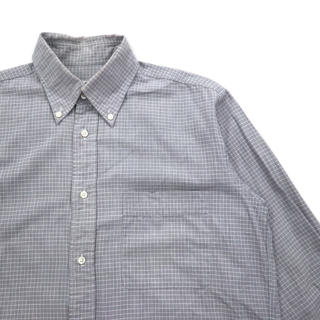 LANVIN CLASSIQUE 90s Button-down Shirt, S, Grey, Cotton, Windowpane Check