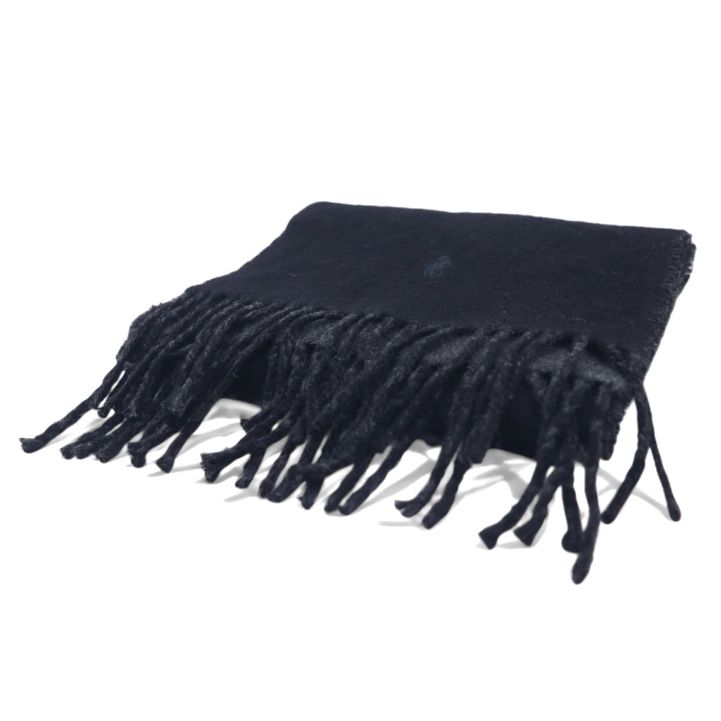 POLO RALPH LAUREN Made in Italy Scarf Black Grey Small Pony Embroidery