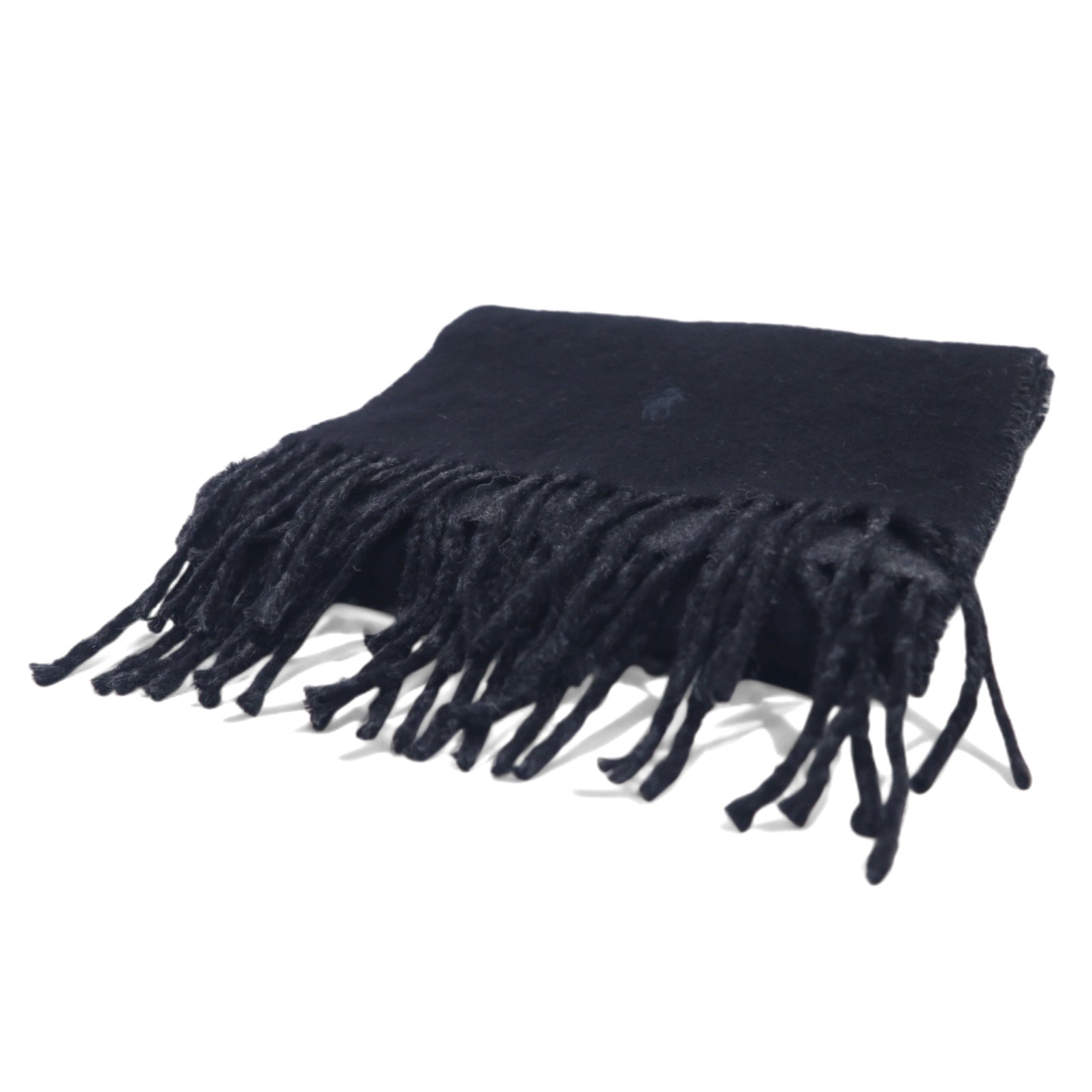 POLO RALPH LAUREN Made in Italy Scarf Black Grey Small Pony Embroidery