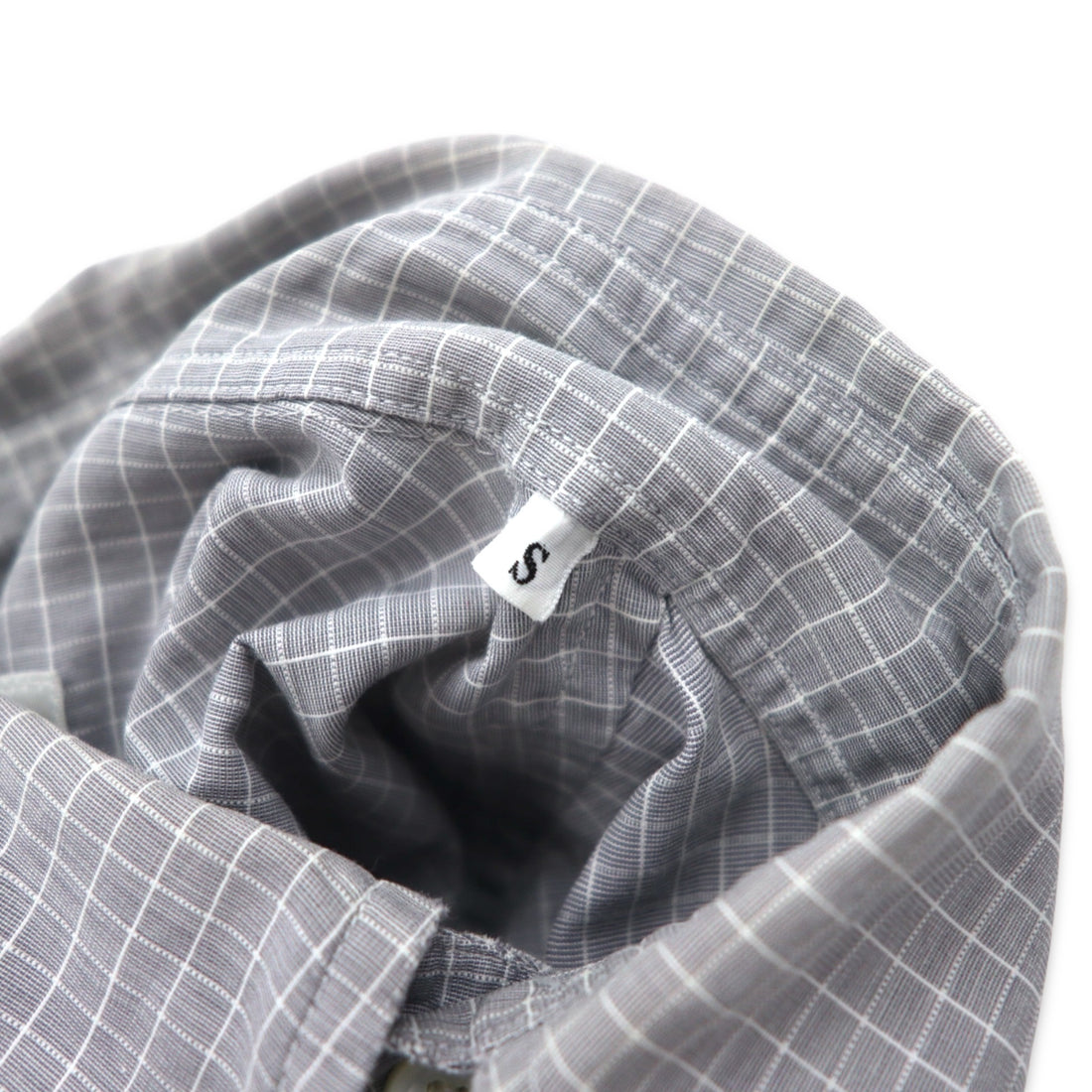 LANVIN CLASSIQUE 90s Button-down Shirt, S, Grey, Cotton, Windowpane Check