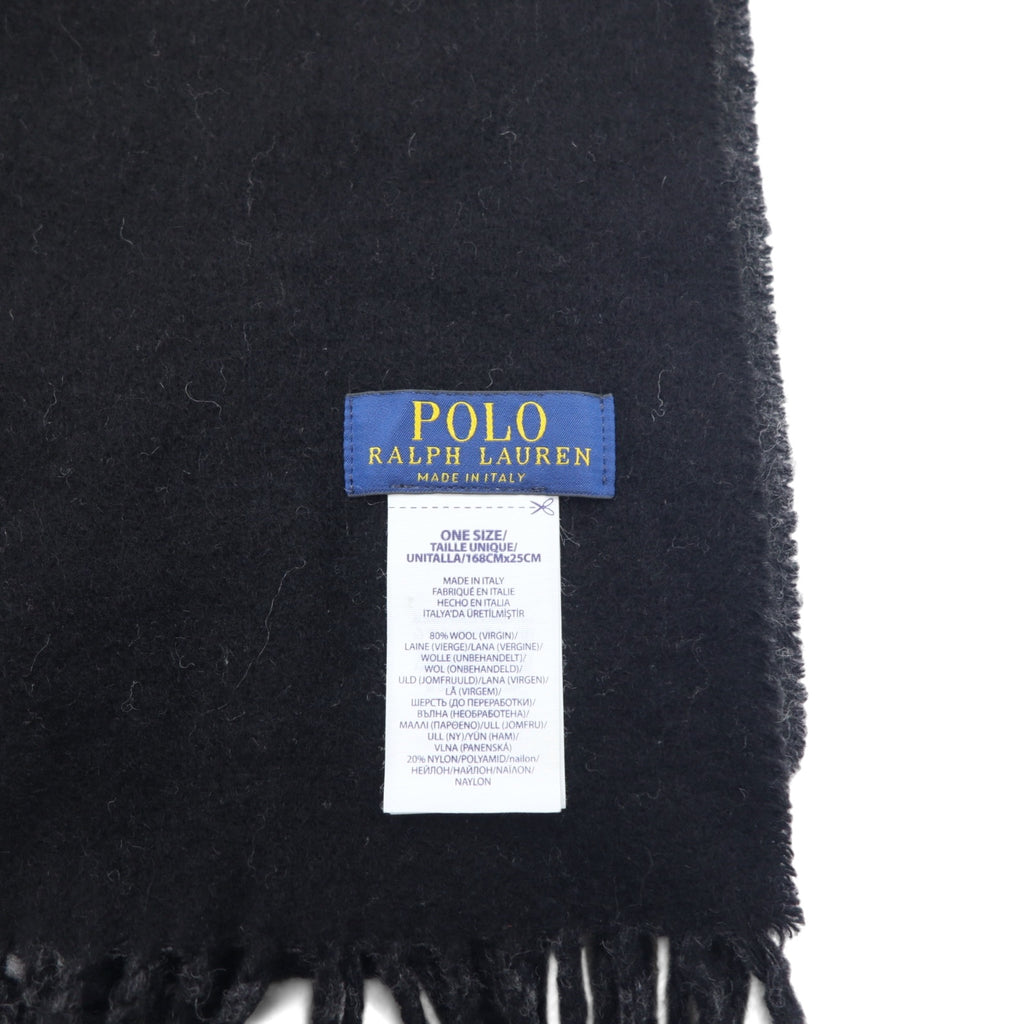 POLO RALPH LAUREN Made in Italy Scarf Black Grey Small Pony Embroidery