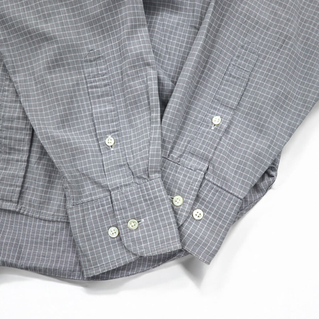 LANVIN CLASSIQUE 90s Button-down Shirt, S, Grey, Cotton, Windowpane Check