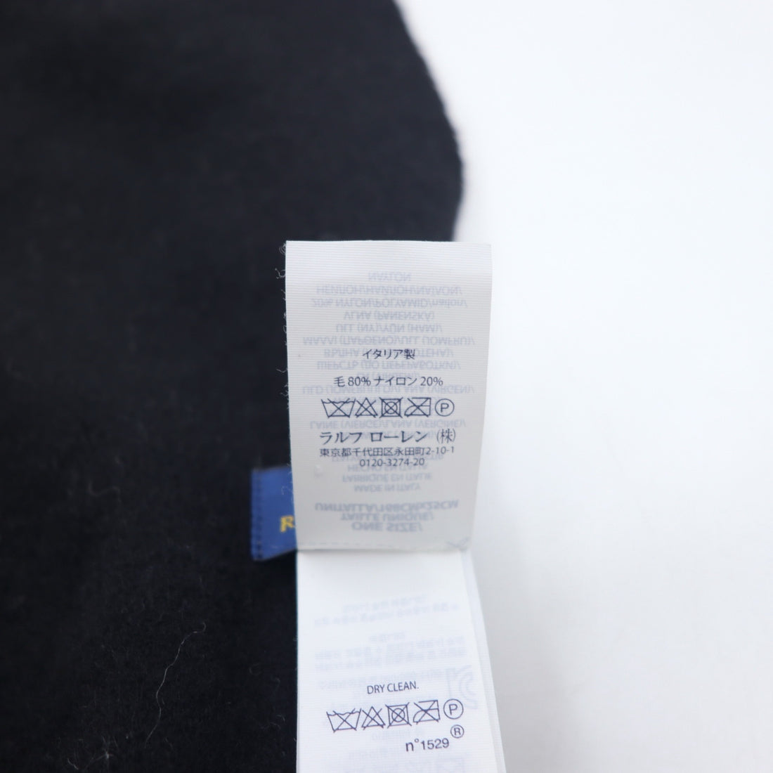 POLO RALPH LAUREN Made in Italy Scarf Black Grey Small Pony Embroidery