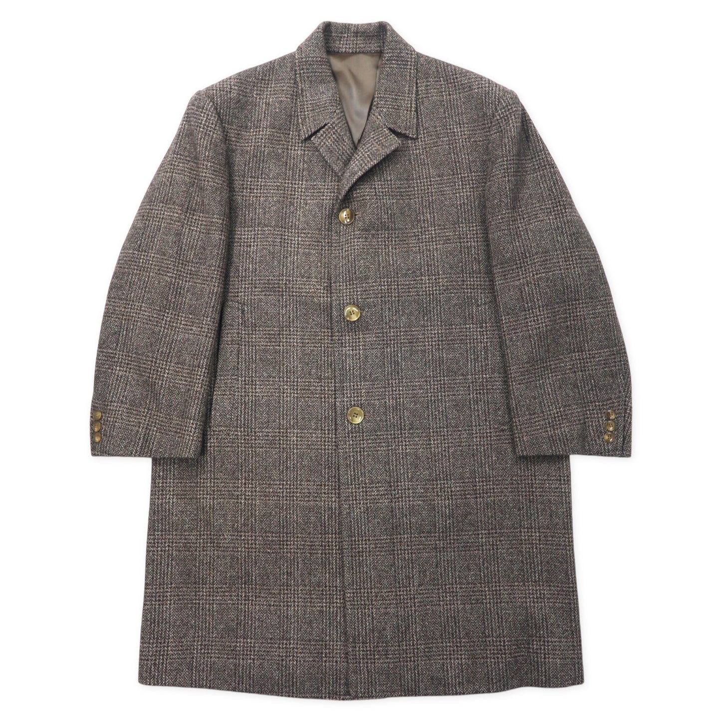 Vintage British Tweed Over Coat 60年代 CLOTH MADE BY CROMBIE OF SCOTLAND チェスターコート M グレー グレンチェック ウール